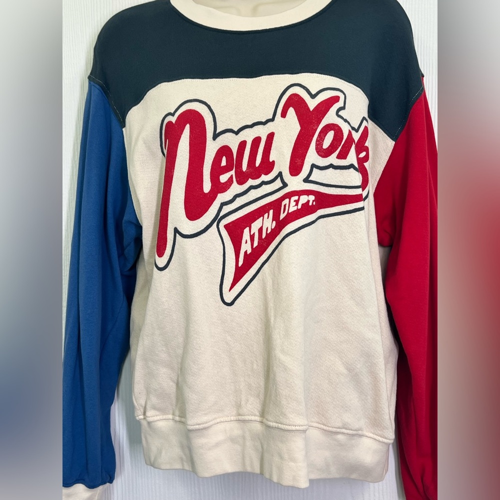 Free People -DayDreamer New York Athletic Dept Crewneck LongSleeve Sweatshirt XS - Picture 4 of 9